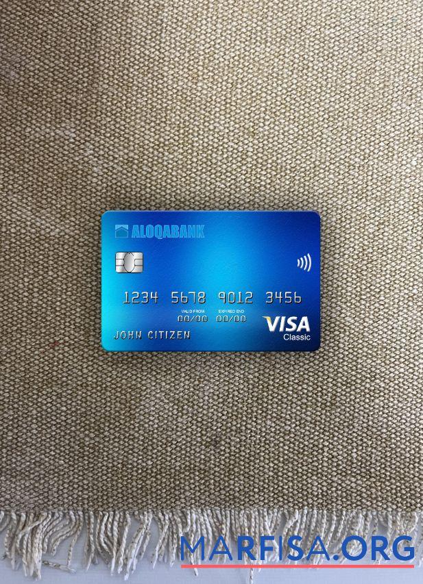 Printable Uzbekistan Aloqabank visa classic card photolook front sample